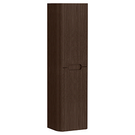 Arezzo Slatted Curved Wall Hung Tall Storage Unit - 1380mm High, Walnut