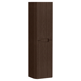 Arezzo Slatted Curved Wall Hung Tall Storage Unit - 1380mm High, Walnut