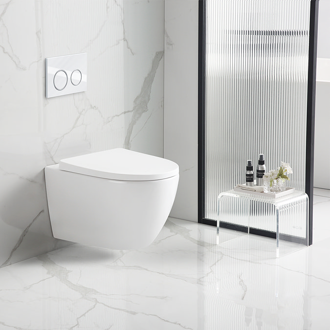 Arezzo Slatted Light Oak Tall WC Unit with Cistern Frame, Chrome Flush and Wall Hung Pan