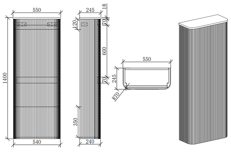 Arezzo Slatted Light Oak Tall WC Unit with Cistern Frame, Chrome Flush Plate & Black Wall Hung Pan