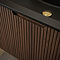Arezzo 900mm Slatted Walnut Wall Mounted Curved Vanity Unit with Matt Black Basin
