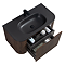 Arezzo Slatted Walnut 900 Wall Mounted Curved Vanity Unit with Matt Black Basin
