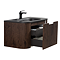 Arezzo Slatted Walnut 900 Wall Mounted Curved Vanity Unit with Matt Black Basin