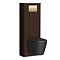 Arezzo Slatted Walnut Tall WC Unit with Cistern Frame, Brushed Brass Flush Plate & Matt Black Wall Hung Pan