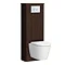 Arezzo Slatted Walnut Tall WC Unit with Cistern Frame, Chrome Flush Plate & White Wall Hung Pan