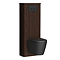 Arezzo Slatted Walnut Tall WC Unit with Cistern Frame, Matt Black Flush Plate & Black Wall Hung Pan