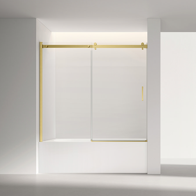 Arezzo Sliding Bath Screen (W1700 x H1500) - Brushed Brass