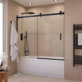 Arezzo Sliding Bath Screen (W1700 x H1500) – Matt Black
