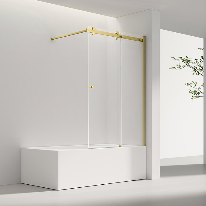 Arezzo Sliding Bath Screen (W1000 x H1500) - Brushed Brass