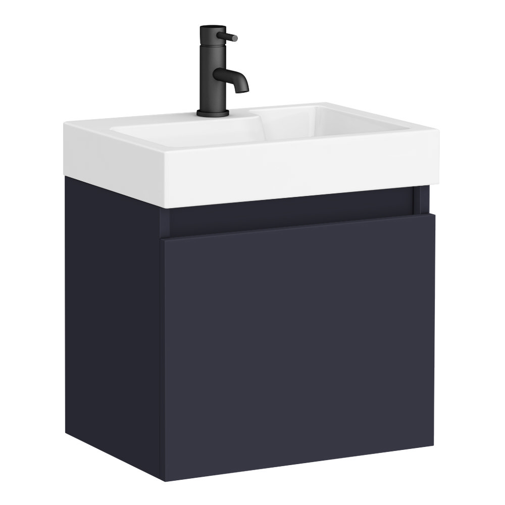 Arezzo Slim Wall Hung Vanity Unit Matt Blue 500 x 300mm