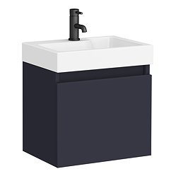 Arezzo Slim Wall Hung Vanity Unit - Matt Blue - 500 x 300mm Large Image