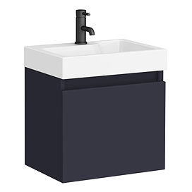 Arezzo Slim Wall Hung Vanity Unit - Matt Blue - 500 x 300mm Large Image