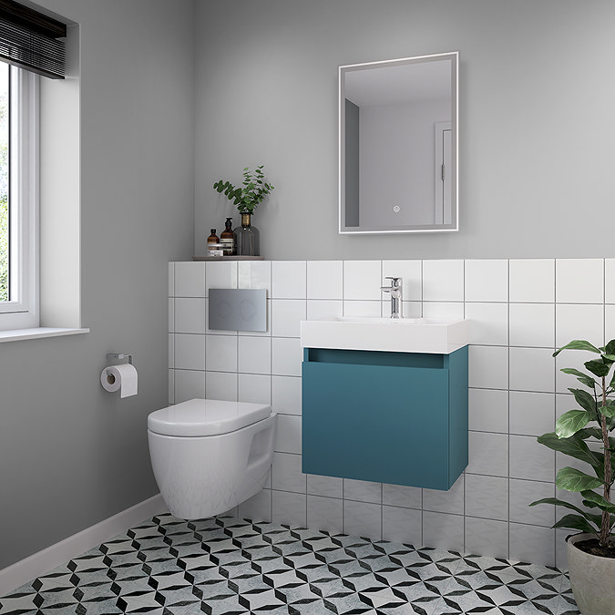 Arezzo Slim Wall Hung Vanity Unit - Matt Green - 500 x 300mm  Feature Large Image