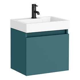 Arezzo Slim Wall Hung Vanity Unit - Matt Green - 500 x 300mm Large Image