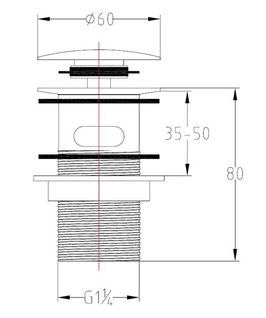 Arezzo Slotted Click Clack Basin Waste - Chrome