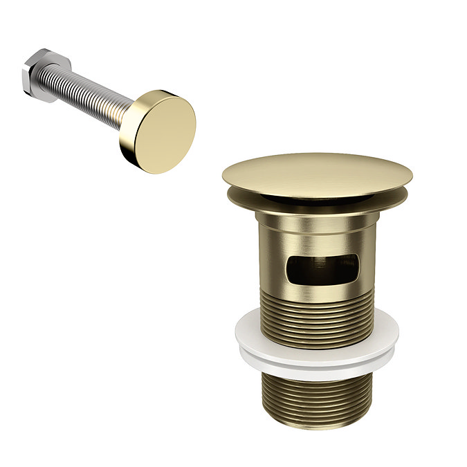 Arezzo Slotted Click Clack Basin Waste with Chain Hole Stopper - Brushed Brass