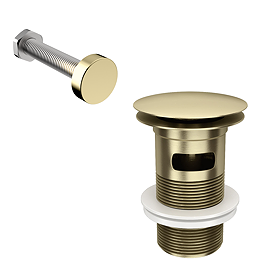 Arezzo Slotted Click Clack Basin Waste with Chain Hole Stopper - Brushed Brass