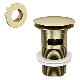Arezzo Slotted Click Clack Basin Waste with Round Overflow Cover Brushed Brass