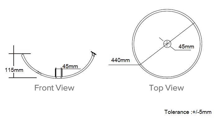 Arezzo Smoked Glass Round Countertop Basin - 440mm Diameter