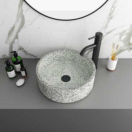 Arezzo Speckled Stone Effect Round Counter Top Basin - 410mm Diameter Large Image