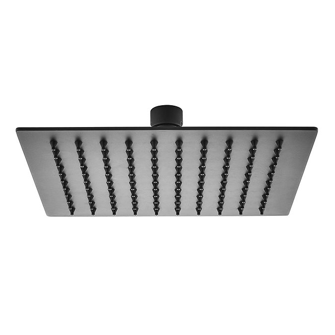 Arezzo Square 200 x 200mm Matt Black Fixed Shower Head  Profile Large Image