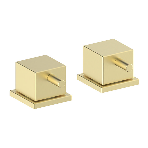 Arezzo Square 3/4" Deck Bath Side Valves Brushed Brass (Pair)