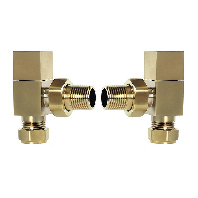 Arezzo Square Angled Radiator Valves - Brushed Brass