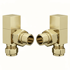 Arezzo Square Angled Radiator Valves - Brushed Brass