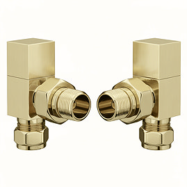Arezzo Square Angled Radiator Valves - Brushed Brass