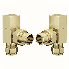 Arezzo Square Angled Radiator Valves - Brushed Brass