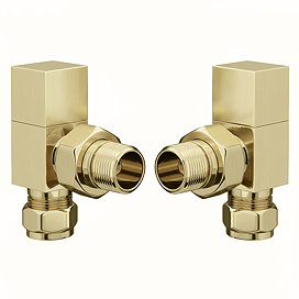 Arezzo Square Angled Radiator Valves - Brushed Brass