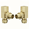 Arezzo Square Angled Radiator Valves - Brushed Brass