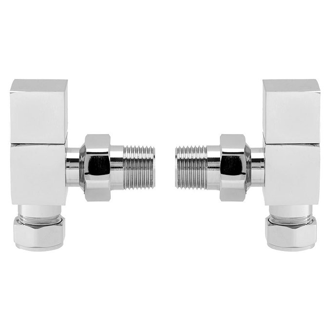 Arezzo Square Angled Radiator Valves with 180mm Standpipes - Chrome