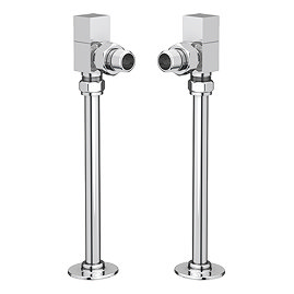 Arezzo Square Angled Radiator Valves with 180mm Standpipes - Chrome