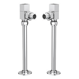 Arezzo Square Angled Radiator Valves with 180mm Standpipes - Chrome