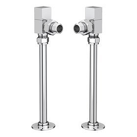 Arezzo Square Angled Radiator Valves with 180mm Standpipes - Chrome