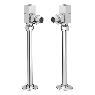 Arezzo Square Angled Radiator Valves with 180mm Standpipes - Chrome