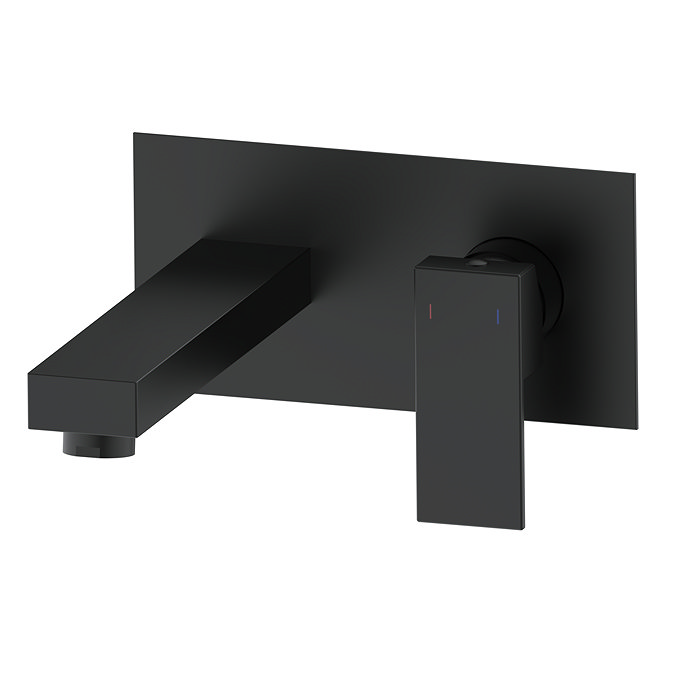 Arezzo Square Black Wall Mounted Basin Tap + 410 x 410mm Counter Top Basin