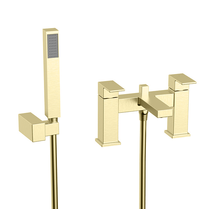 Arezzo Square Brushed Brass Bath Shower Mixer Including Shower Kit