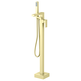 Arezzo Square Brushed Brass Floor Mounted Free-standing Bath Shower Mixer