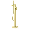 Arezzo Square Brushed Brass Floor Mounted Free-standing Bath Shower Mixer