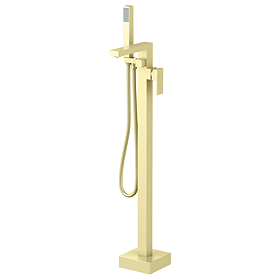 Arezzo Square Brushed Brass Floor Mounted Free-standing Bath Shower Mixer