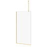 Arezzo Square Brushed Brass Frameless 10mm Wetroom Screen with Ceiling Arm