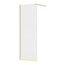 Arezzo Square Brushed Brass Frameless 10mm Wetroom Screen with Wall Mounted Arm 700mm
