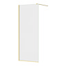 Arezzo Square Brushed Brass Frameless 10mm Wetroom Screen with Wall Mounted Arm 800mm