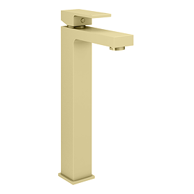 Arezzo Square Brushed Brass High Rise Mono Basin Mixer Tap