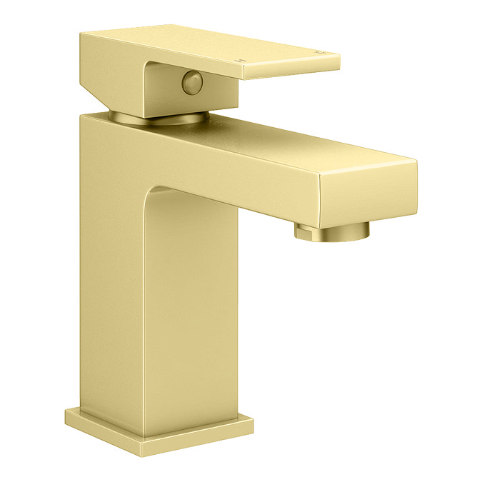 Arezzo Square Brushed Brass & Rustic Oak Complete Bathroom Suite - Wall Hung Vanity