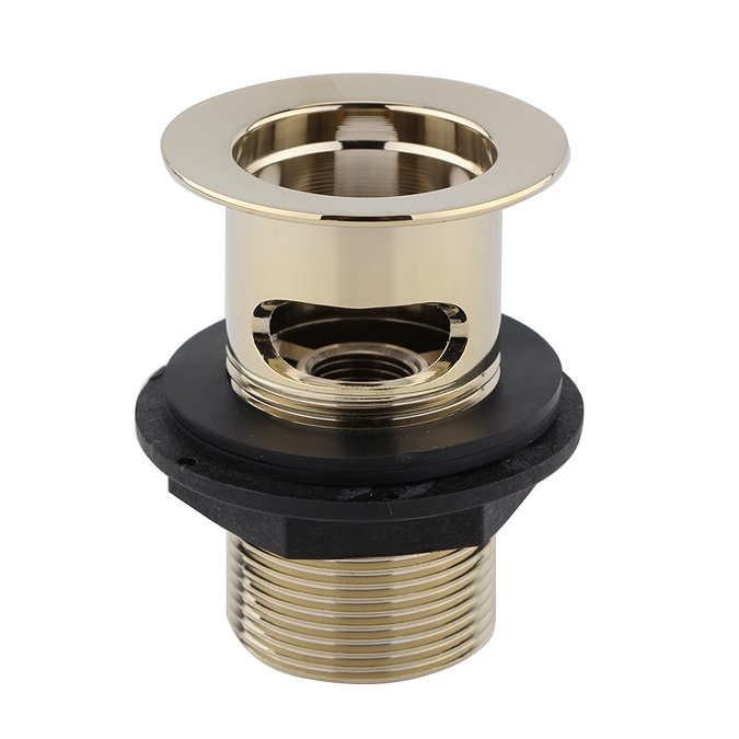 Arezzo Square Brushed Brass Slotted Easy Clean Click Clack Basin Waste Profile Large Image