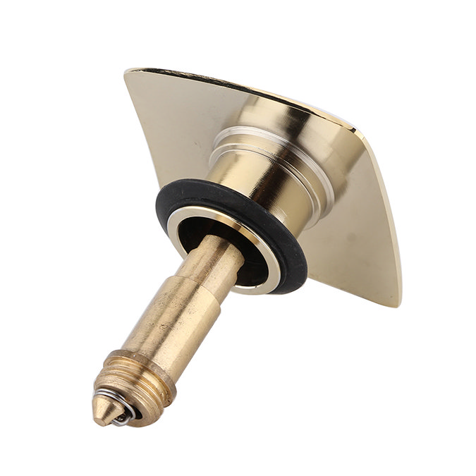 Arezzo Square Brushed Brass Slotted Easy Clean Click Clack Basin Waste Feature Large Image