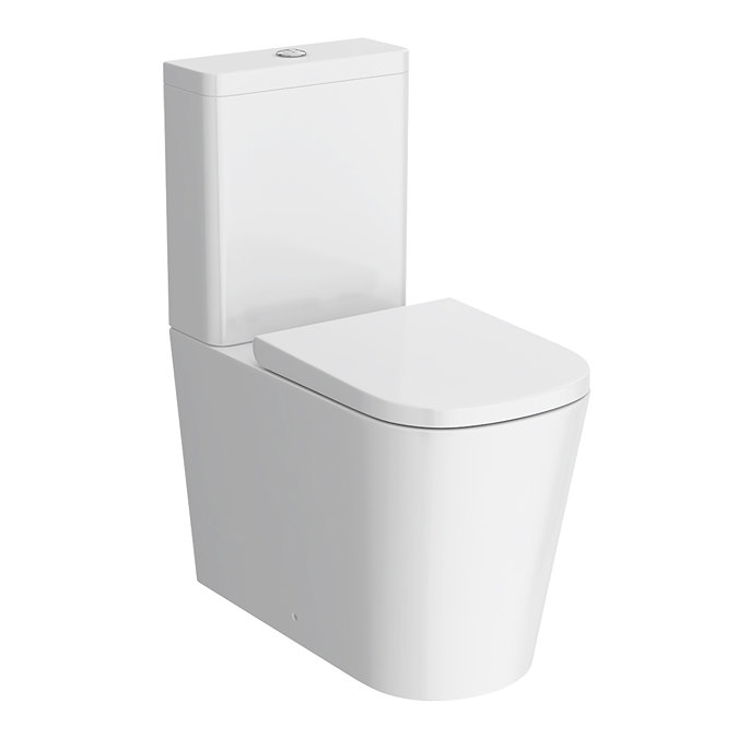 Arezzo Square BTW Close Coupled Rimless Toilet with Soft Close Seat